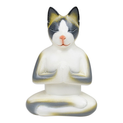Unique Wood Cat Sculpture