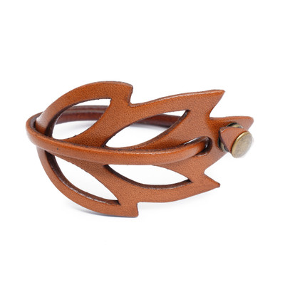 Brown Leather Wristband Bracelet