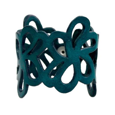 Floral Leather Wristband Bracelet