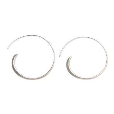 Modern Sterling Silver Half Hoop Earrings