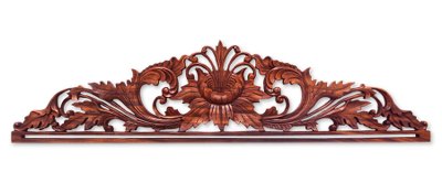 Handcrafted Floral Wood Relief Panel