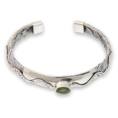 Snake Motif Cuff Bracelet with Peridot