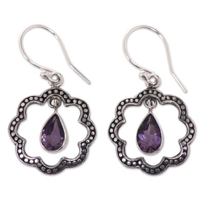 Floral Fair Trade Silver Earrings with Amethyst