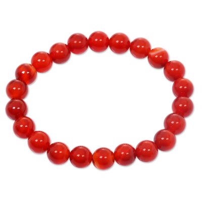 Stretch Bracelet with Natural Carnelian beads from Bali