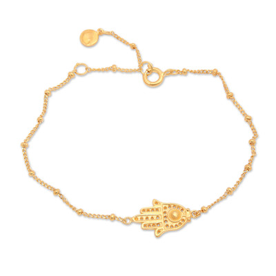 Gold Plated Sterling Silver Pendant Bracelet Hamsa Indonesia
