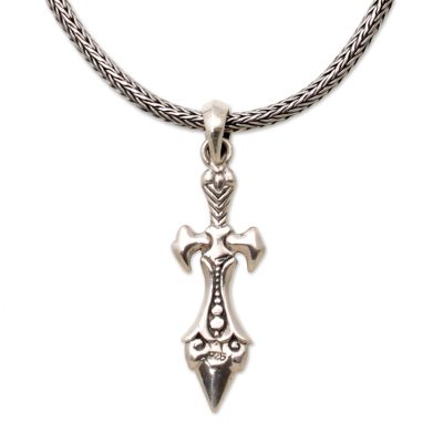 Sterling Silver Sword Pendant Necklace from Indonesia