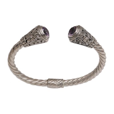 Amethyst and Sterling Silver Cuff Bracelet from Indonesia