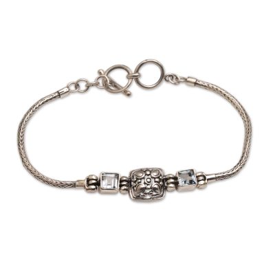 Javanese Style Sterling Silver and Blue Topaz Bracelet