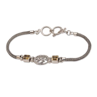 Sterling Silver and Citrine Pendant Style Bracelet
