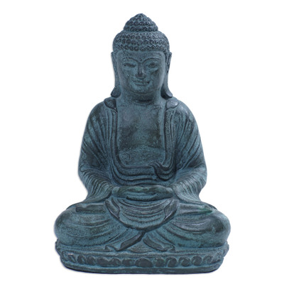 Artisan Crafted Meditating Buddha Cast Stone Sculpture