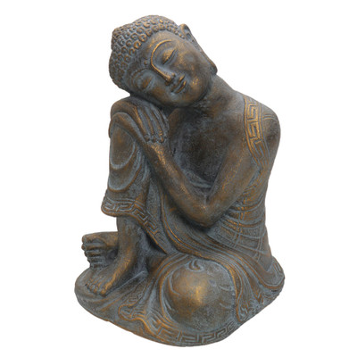 Artisan Crafted Cast Stone Resting Buddha in Antique Finish