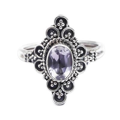 Handcrafted Faceted Amethyst Cocktail Ring from Bali