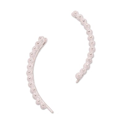 Hand Made Sterling Silver Ear Climber Earrings from Java