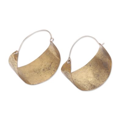 Modern Brass Hoop Earrings Crafted in Bali