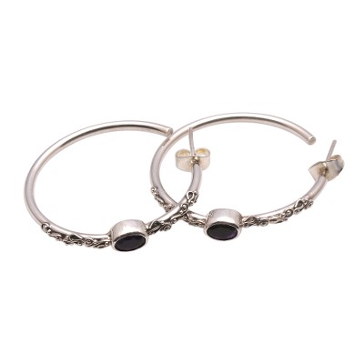 Amethyst Half-Hoop Earrings Crafted in Bali