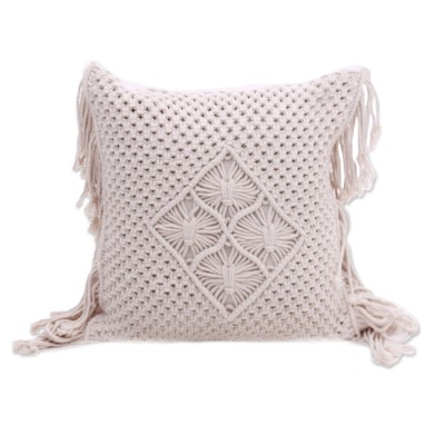 Handcrafted Eggshell Cotton Cushion Cover from Bali