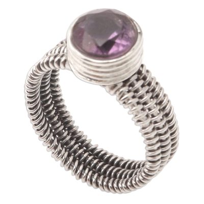 Wire Wrapped Sterling Silver Amethyst Ring