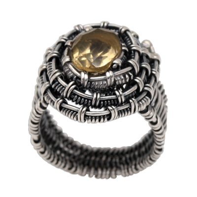 Handmade Citrine Sterling Silver Cocktail Ring