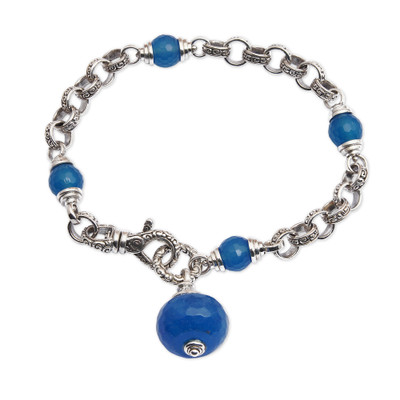 Sterling Silver and Blue Chalcedony Link Bracelet