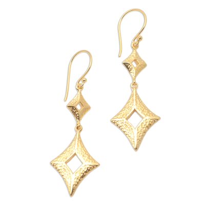 Artisan Crafted Gold-Plated Dangle Earrings