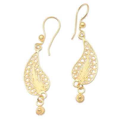 Gold-Plated Sterling Silver Filigree Dangle Earrings