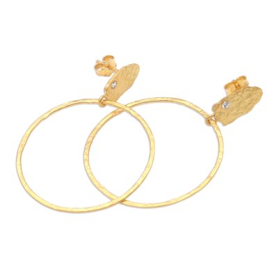 Gold-Plated Cubic Zirconia Dangle Earrings