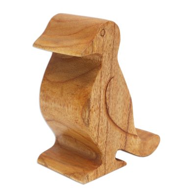 Hand Crafted Jempinis Wood Bird Phone Stand