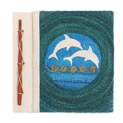 Natural Fiber Dolphin Journal in Blue