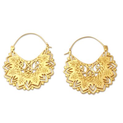 Hand Crafted Gold-Plated Brass Hoop Earrings