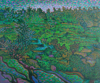 Balinese Acrylic Landscape Painting on Canvas