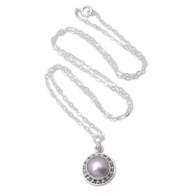 Sterling Silver Pendant Necklace with Grey Cultured Pearl