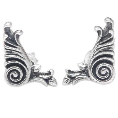 Whirlwind-Themed Sterling Silver Stud Earrings from Bali