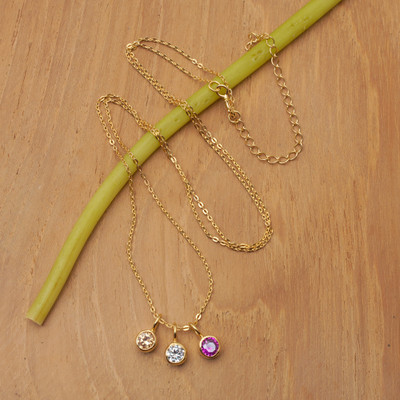 4-Carat 18k Gold-Plated Three-Pendant Necklace from Bali
