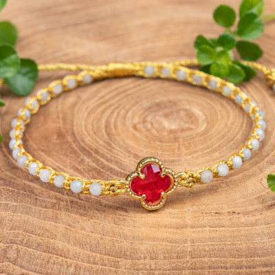 Floral 18k Gold-Accented Aquamarine Recycled Glass Bracelet