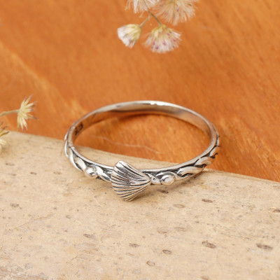 Marine-Themed Sterling Silver Shell Band Ring from Bali