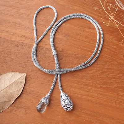 5-Carat Prasiolite Gold-Accented Dragonfly Lariat Necklace