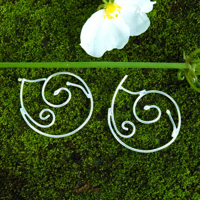 Ocean-Themed High-Polished Sterling Silver Hoop Earrings