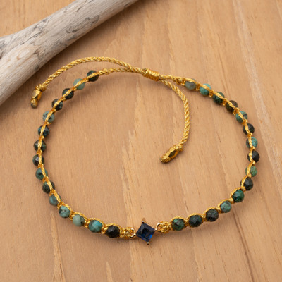 Eco-Friendly Reconstituted Turquoise Recycled Glass Bracelet