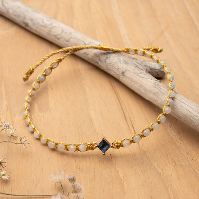 Balinese-Made Aquamarine and Blue Recycled Glass Bracelet