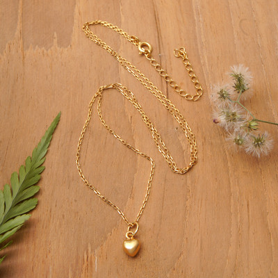 Tiny Heart-Themed Adjustable Gold-Plated Pendant Necklace