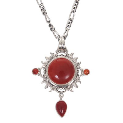 Carnelian Sterling Silver Pendant Necklace