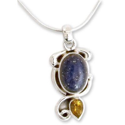 Indian Necklace with Lapis Citrine and Sterling Silver