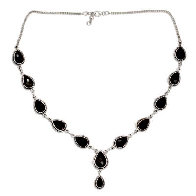 Indian Jewelry Onyx Sterling Silver Y Necklace