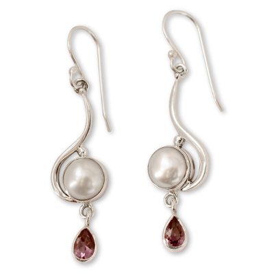 Handcrafted Sterling Silver Pearl and Earrings from India