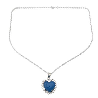 Heart Shaped Sterling Silver and Chalcedony Necklace
