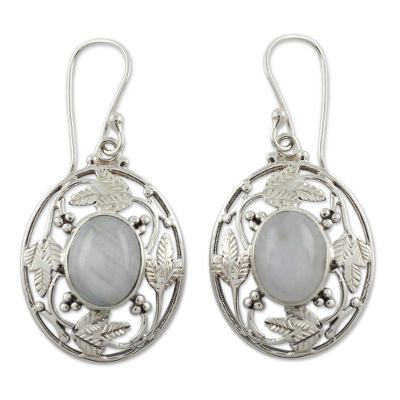 Handcrafted Rainbow Moonstone and Sterling Silver Earrings