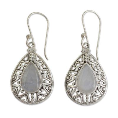 Rainbow Moonstone and Sterling Silver Dangle Earrings
