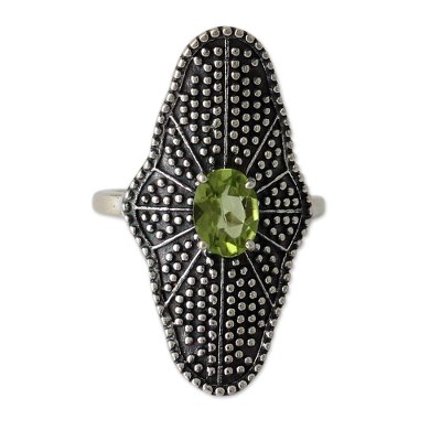 Fair Trade Cocktail Ring with Peridot and Oxidized Silver