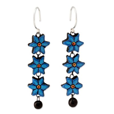 Handmade Ceramic Floral Dangle Earring from India