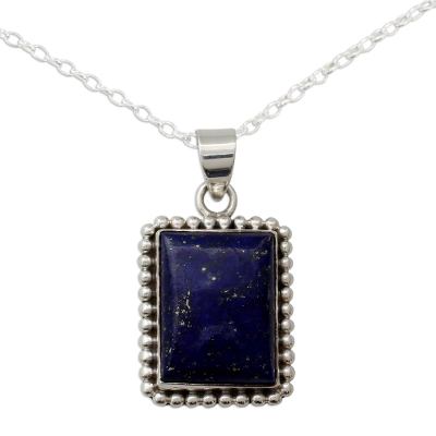 925 Sterling Silver Necklace from India with Lapis Lazuli